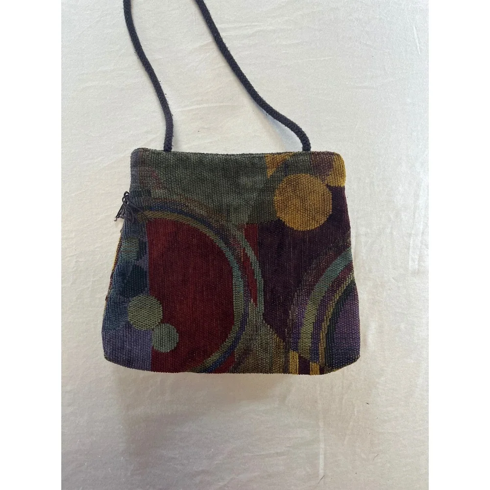A. Ruiz Handcrafted USA Woven Tapestry Crossbody Bag Fringe Boho Multicolor 8x10